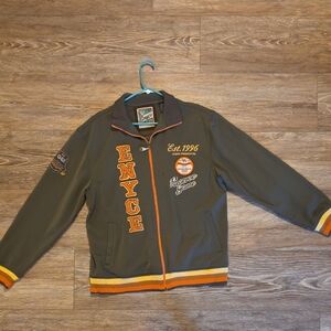 Vintage Y2K Enyce Olive Drab & Blaze Orange Hunting Conservation Varsity Jacket